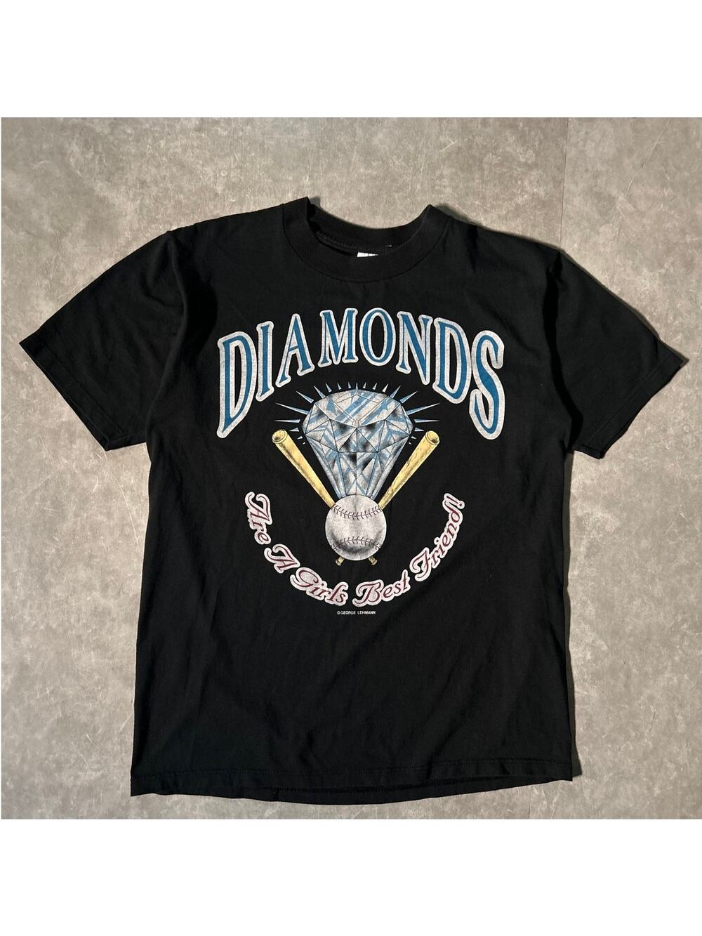90's Vintage Diamonds Baseball Black T-Shirt -M